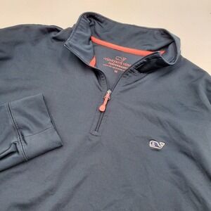 Vineyard Vines Performance Mens Medium Navy Blue Quarter Zip Pullover Whale Logo